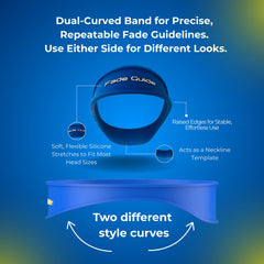 Fade Guide neckline guide under the ears supports clean lines during hairline work.