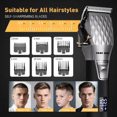 FADEKING blades closeup highlights self-sharpening blades and smooth cutting performance