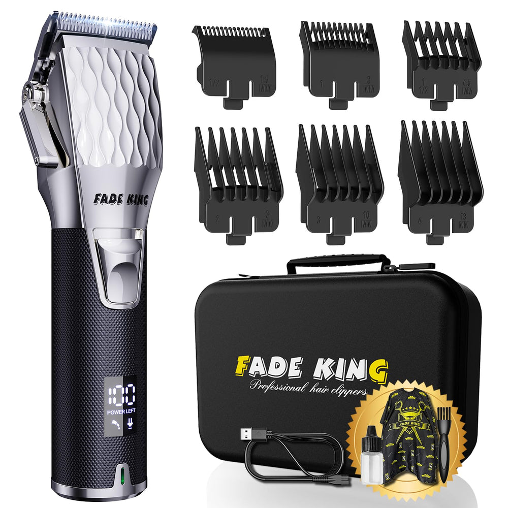 FADEKING hair clippers cordless silver for professional, smooth home grooming.