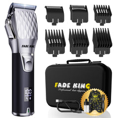 FADEKING hair clippers cordless silver for professional, smooth home grooming.