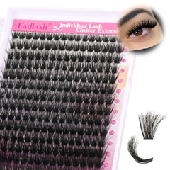 FADLASH Lash Clusters 100D strip closeup shows soft, lightweight lashes for comfortable wear