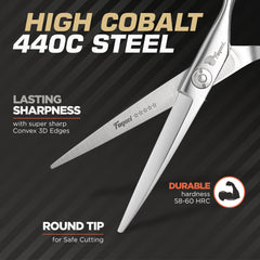 Fagaci scissors feature 440C steel with durable, smooth cutting.