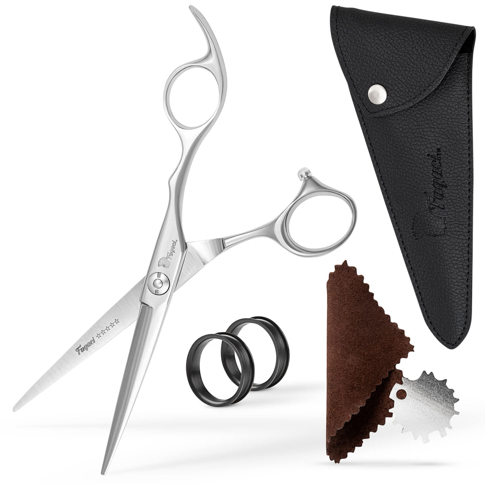 Fagaci professional hair scissors overview of compact 6-inch design for precise cuts.