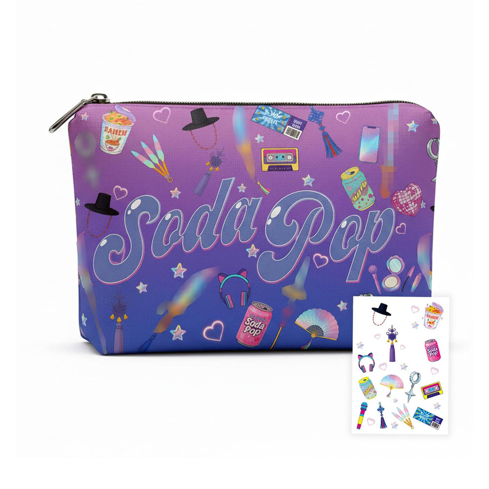 FAHMJMYBD Soda Pop cosmetic bag gradient front for on-the-go makeup organization.