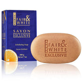 FAIR & WHITE exclusive-exfoliating-soap-bar close-up shows smooth texture for radiant skin.