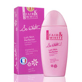 FAIR & WHITE So White bottle closeup highlighting brightening and even tone benefits