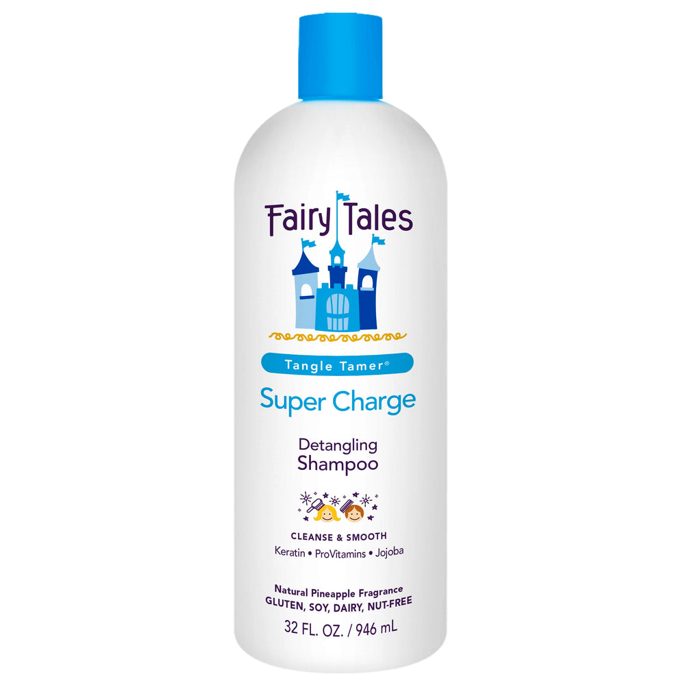 Fairy Tales Tangle Tamer bottle front shows detangling for unruly knots
