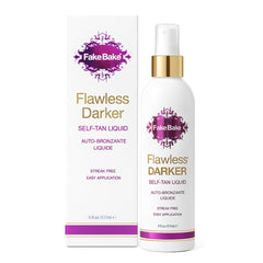 Fake Bake Flawless Darker bottle with color guide for even application.