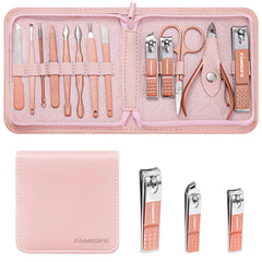 FAMILIFE manicure set travel case open showing organized tools and portability