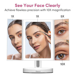 Fancii 5x and 10x magnification close-up aids detailed grooming and brow shaping.