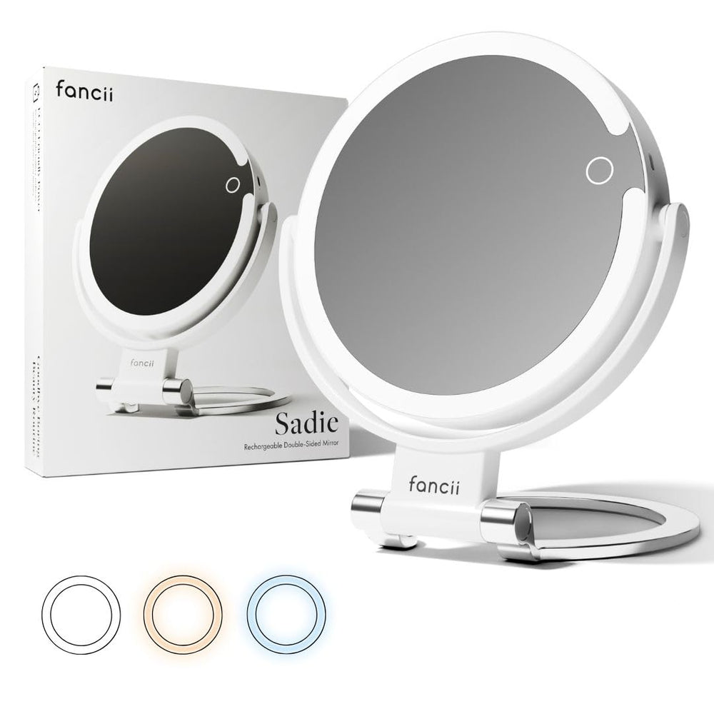 Fancii Sadie dual-sided travel mirror for precise makeup tasks on the go.
