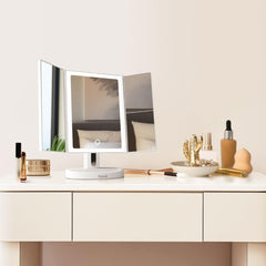 Fancii tri-fold vanity mirror angle view helps you explore flattering angles for selfies.