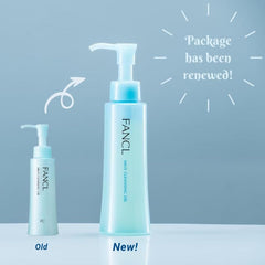 FANCL Mild Cleansing Oil pour reveals lightweight formula for sensitive skin.
