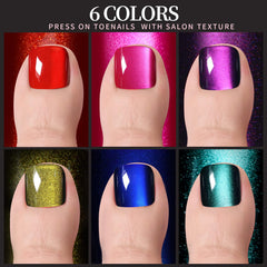 Fandamei cat eye toenails hot pink color with light-reflective shimmer