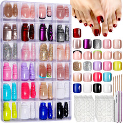 Fandamei press on toenails with clip box offering 24 color options for quick style changes