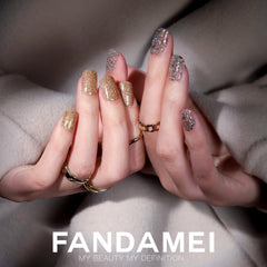 Fandamei glitter nails short round show-stopping sparkle for party-ready looks.