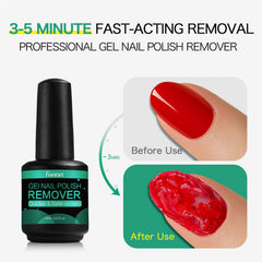 Fanisn remover kit applies quickly and scrapes away gel polish in minutes.