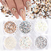FANJEIS holographic nail glitter six-box set for easy storage and selection
