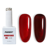 FANNEST Cherry Red Builder Gel bottle closeup showing color and self leveling base for smooth nails