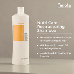 Rinse moment with Fanola Restructuring Shampoo and clean scalp