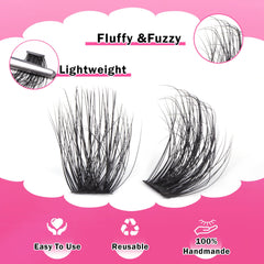 Fanxiton 10-18 mm lash clusters close-up showing natural 3D look.
