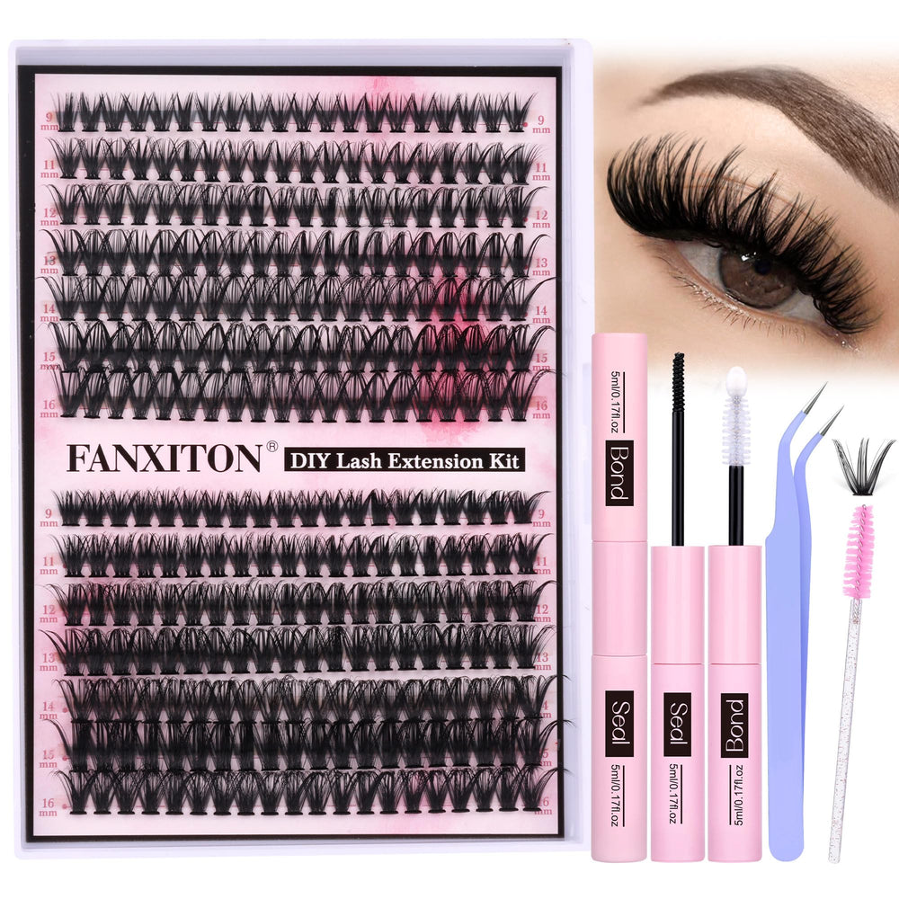FANXITON DIY eyelash extension kit packaging showcases comprehensive tools for easy at-home lash art.