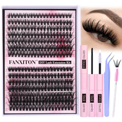 FANXITON DIY eyelash extension kit packaging showcases comprehensive tools for easy at-home lash art.