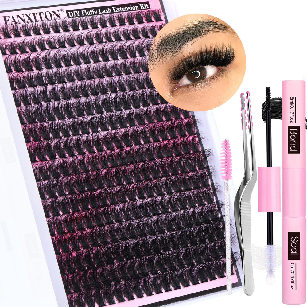 Fanxiton DIY lash extension kit packaging shows compact home-use setup.