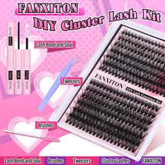 FANXITON lash cluster 280 pcs highlights versatile extensions for customizable daytime or evening looks.