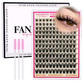 Fanxiton Lashes Clusters Kit contents showcase 168 wispy clusters and tools.