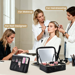 Faquenc dual-layer cosmetic case keeps brushes organized for travel