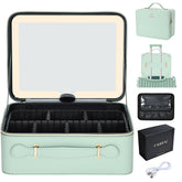 Faquenc leather makeup case open view for on-the-go touch-ups