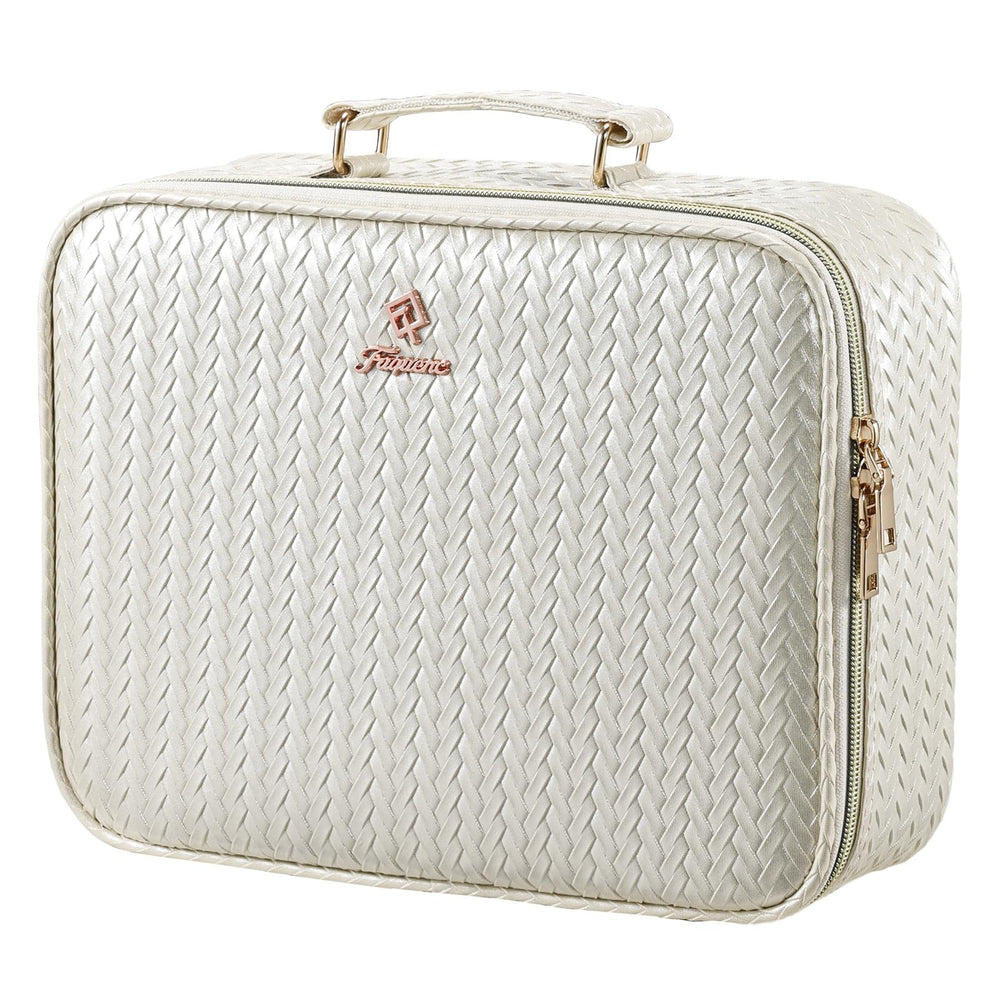 Faquenc makeup bag beige pattern—durable travel-ready exterior.