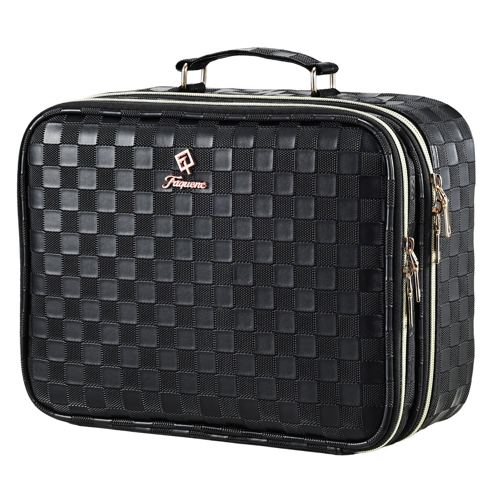 Faquenc makeup bag with LED mirror shows bright illumination for precise makeup application