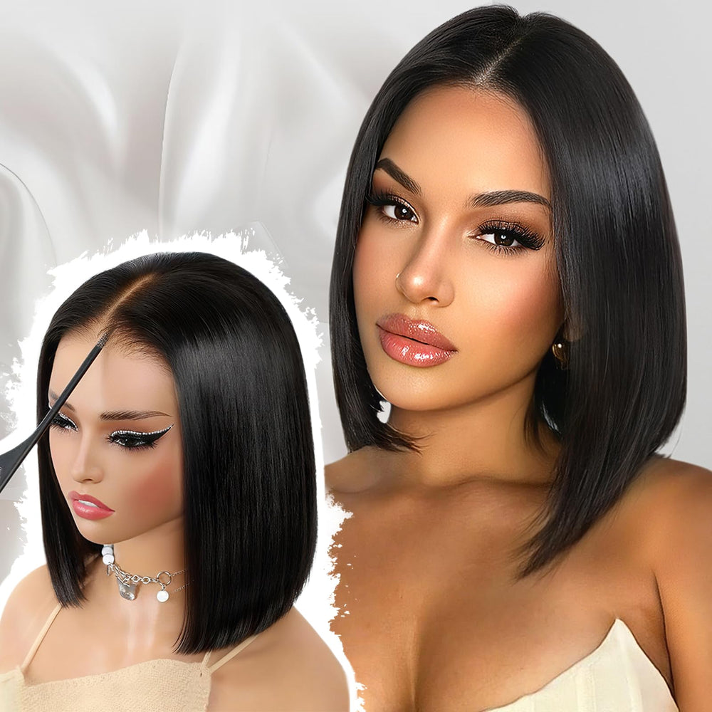 Farblick bob wig 10inch glueless ready-to-wear for fast daily styling