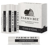 Farm & Bee natural lip balm pack-4-unscented-tube delivers portable, fragrance-free moisturization.
