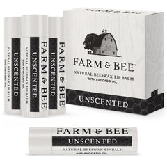 Farm & Bee natural lip balm pack-4-unscented-tube delivers portable, fragrance-free moisturization.