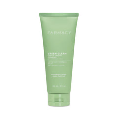 Farmacy Gentle Creamy Face Cleanser bottle dispensing a soothing hydrating lather for makeup removal