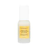Farmacy Honey Glow Serum bottle closeup showcases glow-boosting hydration for nighttime skincare.