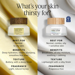 Farmacy Honey Halo texture swirl evokes creamy richness and a soft plump skin feel