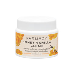 Farmacy makeup remover cleansing balm jar close-up showing balm-to-oil transformation for gentle cleansing