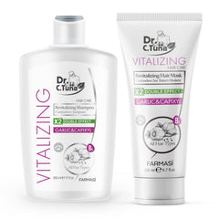 FARMASI garlic hair mask packaging showcases deep conditioning and repair.