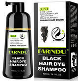 Farndu Black Hair Dye Shampoo bottle for easy at-home gray coverage.