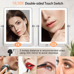 FASCINATE 5000mAh mirror with three LED color settings for versatile lighting.