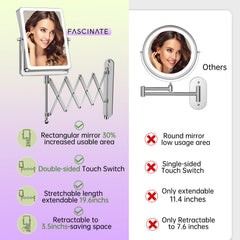 FASCINATE 8.7-inch double-sided makeup mirror shows entire face and close-up details.