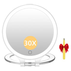 FASCINATE Magnifying Mirror 30X and 1X sides for precise makeup detail