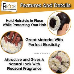 Fashion Fitoor artificial jasmine flowers highlight delicate scent for bridal hair styling.
