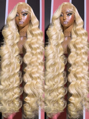 Fayniss 30inch 613 blonde wig side part showing seamless transition and fullness.