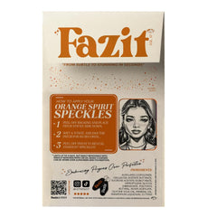 Fazit makeup patches orange speckles on face demonstrating quick glow enhancement.