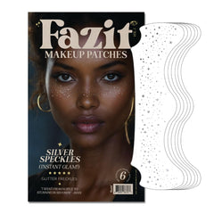 Fazit makeup patches silver speckles packaging for convenient glitter kit storage.